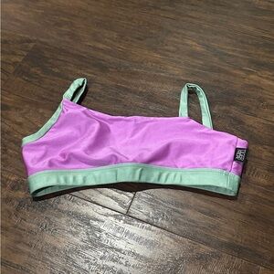 Tiger Friday Women's Purple Shimmer & Green Asymmetrical Sports Bra Size Adult S